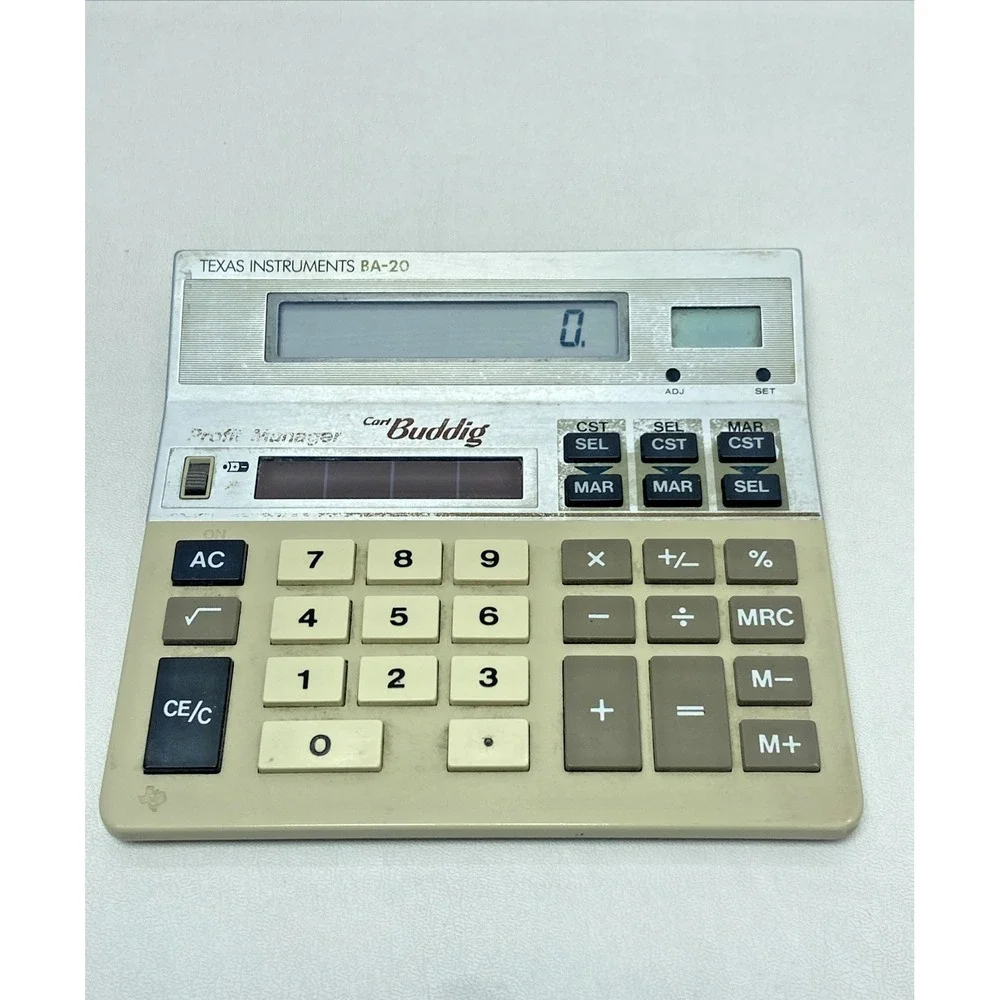 Texas Instruments BA-20 Vintage‎ Carl Buddig Calculator Profit Manager Solar